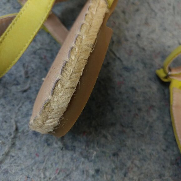 Madewell The Hallie Espadrille Sandals Womens Size 7.5 Shoes Yellow Leather - Picture 11 of 12